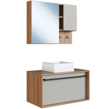 Imagem de Kit Gabinete Com Cuba E Espelheira 80cm Mel Arenas Proddy Mel Arenas
