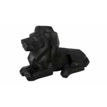 Imagem de Escultura Decorativa Leão Geométrico Preto Impecavel Formosa - LUXdéco