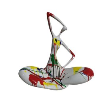 Imagem de Escultura Mulher Sentada Arte Moderna Colorido Formosa - LUXdécor Casa