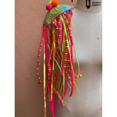 Imagem de Par De Ombreiras Carnaval Pompom Neon Franjas Papilloo