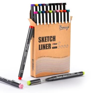 Imagem de Bianyo Canetas de arte Pigment Fineliner – 16 cores vibrantes e 4 canetas pretas, tinta à prova d'água para arte profissional, livros de colorir, diários e projetos de álbuns de recortes