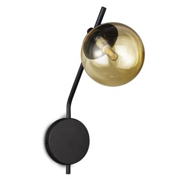 Imagem de Arandela de Parede com globo Jotta Preta - Vidro Âmbar