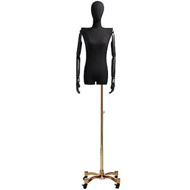 Imagem de Multiuso Manequim de ombro reto plástico metade do corpo manequim feminino para roupas com suporte destacável montar Janela