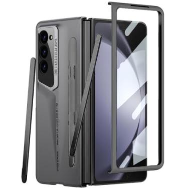 Imagem de YQODSZ Capa para Samsung Galaxy Z Fold 6 2024 com suporte colável para caneta S e caneta Stylus, Z Fold 6 5g capa para celular com protetor de tela, capa protetora para câmera Z Fold 6 cinza