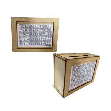 Imagem de Cofre Desafio 10 mil Cofrinho De Madeira Caixa De Dinheiro - COFRINHO MDF CRU