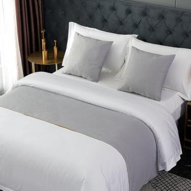 Imagem de JONKMY Cama Runner Cachecol Colchas Luxo Conforto Cor Sólida Camas e Cachecóis Lisos Simples Proteção de Cama Hotéis Decoração de Casa Queen, King Toalha de Cama Capa de Cama Cinza-3||50x180 cm (Cama