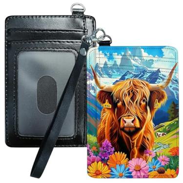 Imagem de HEAKIERG Porta-cartão de crédito para mulheres, carteira RFID feminina com corda de pulso, organizador de cartões, presentes para meninas, para viagens, casa, compras, negócios, panda fofo, Mountains