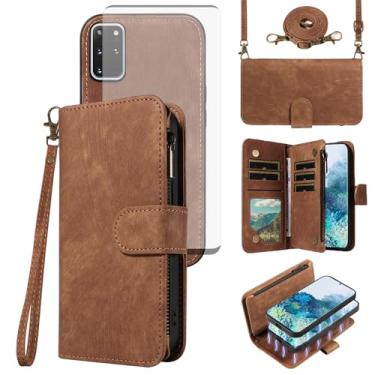 Imagem de Capa de celular para Samsung Galaxy S20 Plus S20+ 5G carteira magnética destacável com protetor de tela de vidro temperado cordão transversal suporte para cartão S20+5G S20plus 20S + S2O S 20 20+ G5