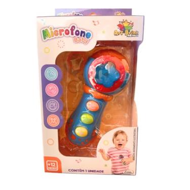 Imagem de Brinquedo Microfone Musical Para Bebê Com Som E Luz (Azul)