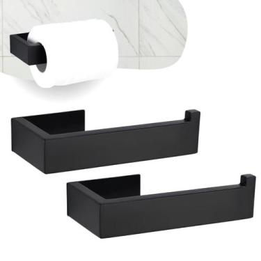 Imagem de Kit 2 Suporte Porta Papel Higiênico Parede Adesivo 3m - onyon, preto