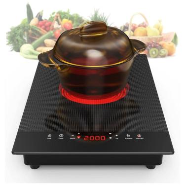 Imagem de Cooktop Elétrico de Indução Portátil com Painel Digital, Queimador Único, 9 Níveis de Potência, Trava para Crianças, Temporizador e