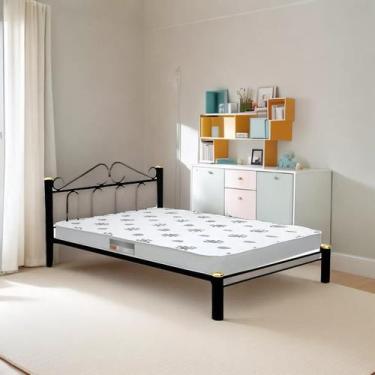 Imagem de Cama De Casal Tubular 100% Aço Preta Estrado Ferro 002 - Marcheli