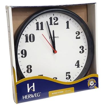 Imagem de Relógio de Parede Herweg Quartz Analógico Redondo Preto 6126 - 034