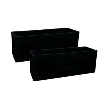 Imagem de Kit 2 Vasos Para Plantas Floreira Cachepot Jardineira Flat 77cm Polietileno Decoração (Preto Fosco)