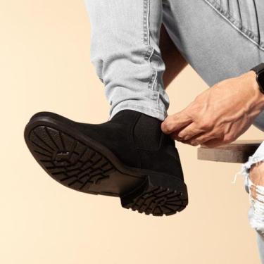 Imagem de bota botina chelsea masculina camurca 37 ~46 - gel passo, Preto, 40