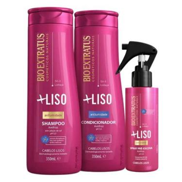 Imagem de Kit +Liso Cabelos Sem Frizz Sh+Cond+Spray - Bio Extratus