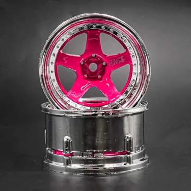 Imagem de DS Racing 2PCS 1/10 RC Drift Element 5 Spoke Drift Wheels Rims w/Chrome Lip for Traxxas HSP Tamiya HPI Kyosho Yokomo Drifting Car (Pink w/Chrome Lip)