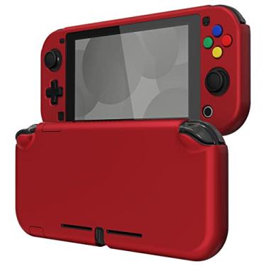 Imagem de eXtremeRate PlayVital Customized Protective Grip Case for Nintendo Switch Lite, Scarlet Red Hard Cover Protector for Nintendo Switch Lite - 1 x Black Border Tempered Glass Screen Protector Included
