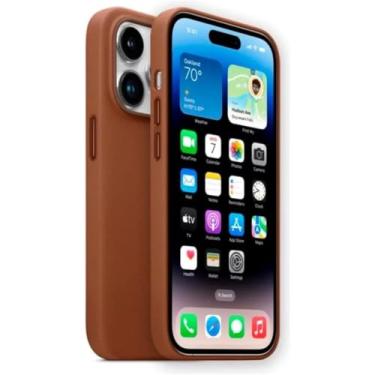 Imagem de Capa Case Capinha De Couro Para iPhone 15 iPhone 15 Pro iPhone 15 Pro Max Premium Compativel Com Magsafe (Marrom, iPhone 15 Pro)