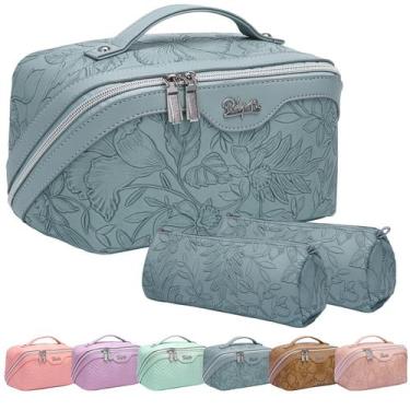 Imagem de Bolsa de Maquiagem de Viagem BOYATU - Kit com 3 Peças em Couro PU