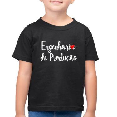 Imagem de Camiseta Algodão Infantil Engenharia de Produção - Foca na Moda, Preto