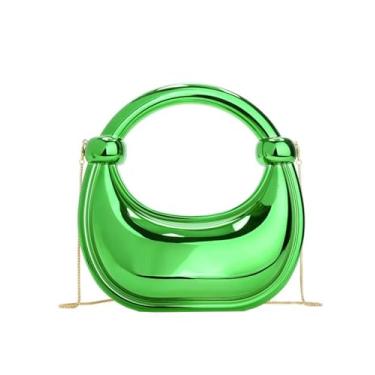Imagem de Bolsa clutch de acrílico para noite para mulheres, bolsa metálica para noite bolsa Moon Hobo, bolsa dourada para festa de casamento, formatura, Verde