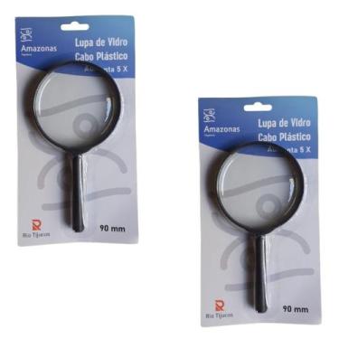 Imagem de 2 Lupas Manual 90mm Aumento Grande 5x Lente Leitura Estetica - Rio Tij