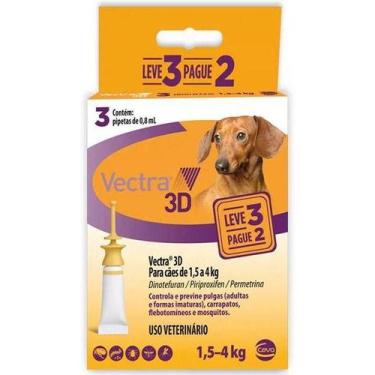 Imagem de Anti-pulgas Vectra 3d Caes 1,5 A 4kg 0.8ml 3 Pipetas