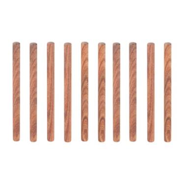 Imagem de shamjina Hastes de dobra de madeira bastões redondos, resistentes a desgaste, paus de madeira inacabados acessórios para bricolage, artesanato, projetos de, Marrom Avermelhado, 0.8x10 Cm