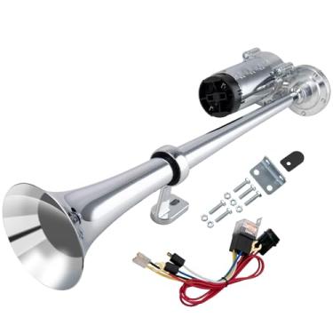 Imagem de AOLIHAN Buzinas de ar para caminhão, kit de buzina de trem super alto para veículo/semi caminhão/carro/barco/jipe/van/motocicleta/sUV buzina de ar trompete única com compressor (tubo único integrado