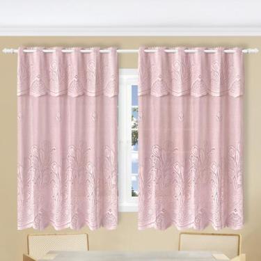 Imagem de Cortina de Renda de Cozinha Tulipas 2m x 1,5m + 40cm Bandô Beija Flor 