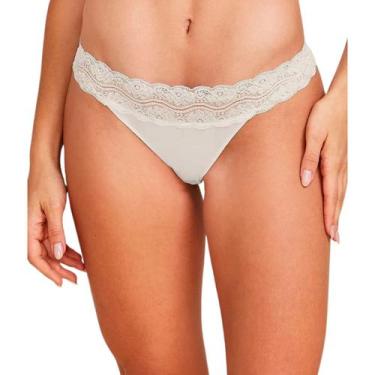 Imagem de Calcinha Biquini Cós Rendado Pernas Costura Invisível Modal Hope, Off 