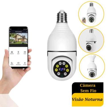 Imagem de Câmera Espiã em Formato de Lâmpada com Visão Noturna e Wi-Fi 360 Premi