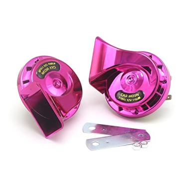 Imagem de 2Pcs Dual Tone Caracóis Chifre Usado para Motocicletas Carros e Pequenos Iates 12V Elétrica Caracol Chifres (Rose Red)
