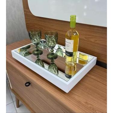 Imagem de Bandeja Espelhada Flutuante Decorativa Mesa Bar Aparado 50X30CM
