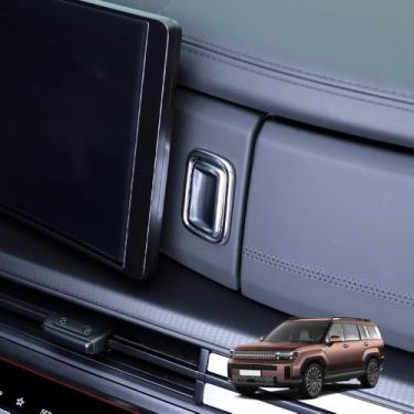 Imagem de Cnaurda Copilot Copilot Capa de alça de caixa de armazenamento de passageiro frontal adesivo de acabamento compatível com Hyundai Santa Fe 2024-2025 acessórios interiores, prata, pacote com 1