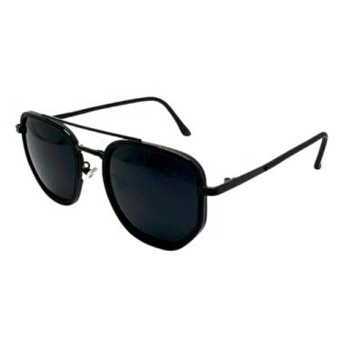 Imagem de Óculos de Sol Unissex Viale Hexagonal Aviador com Proteção UV400 (Preto)