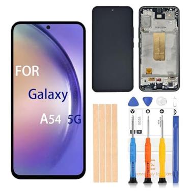 Imagem de Pishzeo Digitalizador LCD Amoled original de 6,4 polegadas para Samsung Galaxy A54 5G SM-A546U, A546U1, A546E, A546B/DS Touch Display, conjunto de digitalizador Full HD (com moldura preta versão EUA)