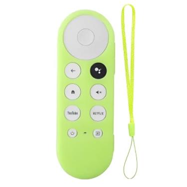 Imagem de Capa compatível com Google TV Remote Cover compatível com Chromecast 4K - Proteção total, silicone premium, alça incluída, superfície plana, design fino (Verde_Limão)
