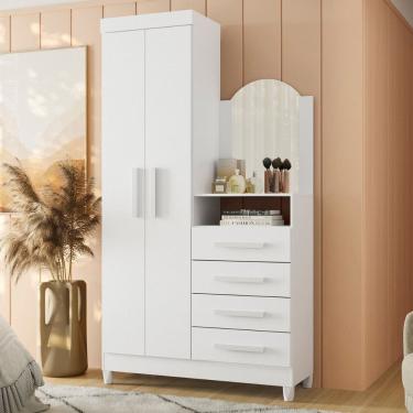 Imagem de Guarda Roupa Solteiro Flex 2 Portas com Cômoda 3 Gavetas com Pés e Espelho New Capri Albatroz