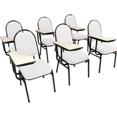 Imagem de Kit com 6 Cadeiras Universitária para Auditórios Linha Hotel Branco