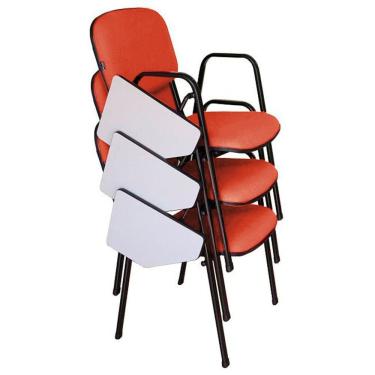 Imagem de 03 Cadeiras Escolar Universitária Linha Hotel Auditório Vermelho