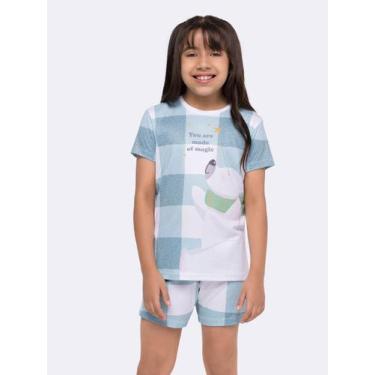Imagem de Pijama Manga Curta com Short Infantil - Veggi, Branco, 6, Meninas