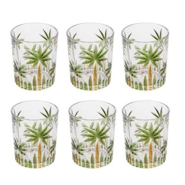 Imagem de Jogo 6 Copos de Whisky Água Baixo Cristal Coqueiro Palm Tree Wolff 340