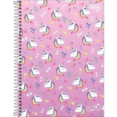 Imagem de Caderno Universitário Spice Feminino Tilibra Capa Dura Espiral - 1 Matéria 80 Folhas Unicórnios