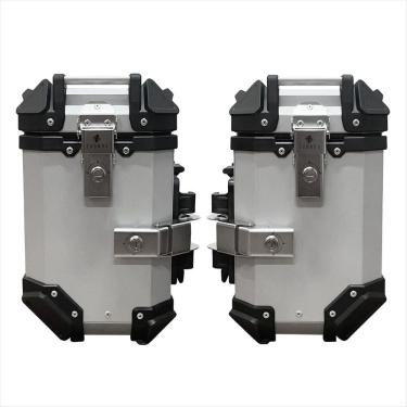Imagem de Baú de Moto Lateral Tronos 36L-T-X em Alumínio (PAR) - 36 Litros - Forro em Couro Sintético - Prata