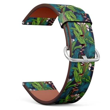 Imagem de Compatível com Garmin Forerunner 165/165 Music, Forerunner 35/45/45S, 20 mm, pulseira de relógio de couro de substituição (Tropical Jungle)