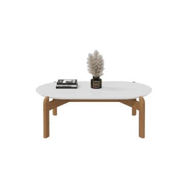 Imagem de Mesa de Centro Inove Tampo Oval Branco Cedro Casa D