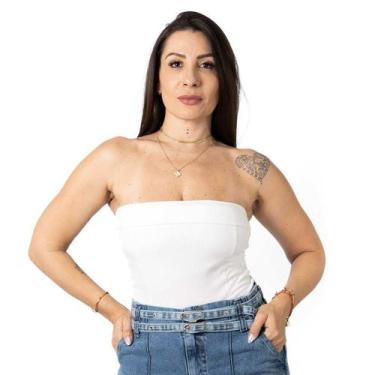 Imagem de Body Blusa Feminino Canelado sem alça Faixa Top Verão - Swiss Boutique