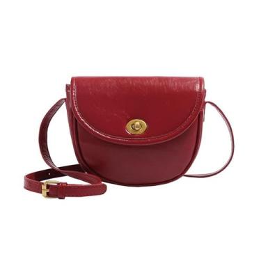 Imagem de Rcheommo Bolsa tiracolo feminina de couro PU vermelha bolsa de ombro transversal bolsa de mão, Vermelho, One Size